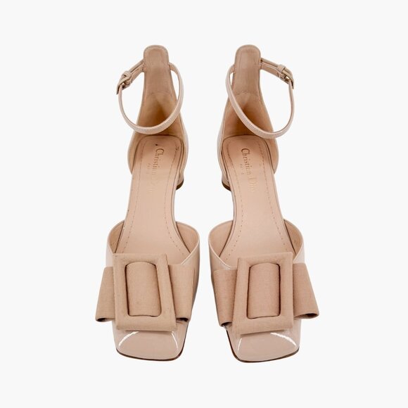 Christian Dior Idylle Bow Pump EU 36.5 US 6.5 Nude Bow Low Kitten Heel Beige - Picture 3 of 15